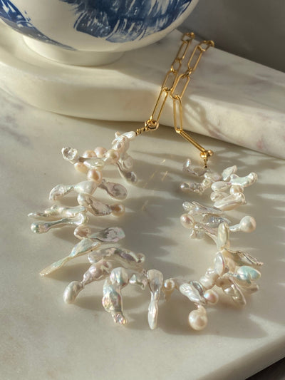 Keishi Pearl Necklace w/ 14KTGF Chain