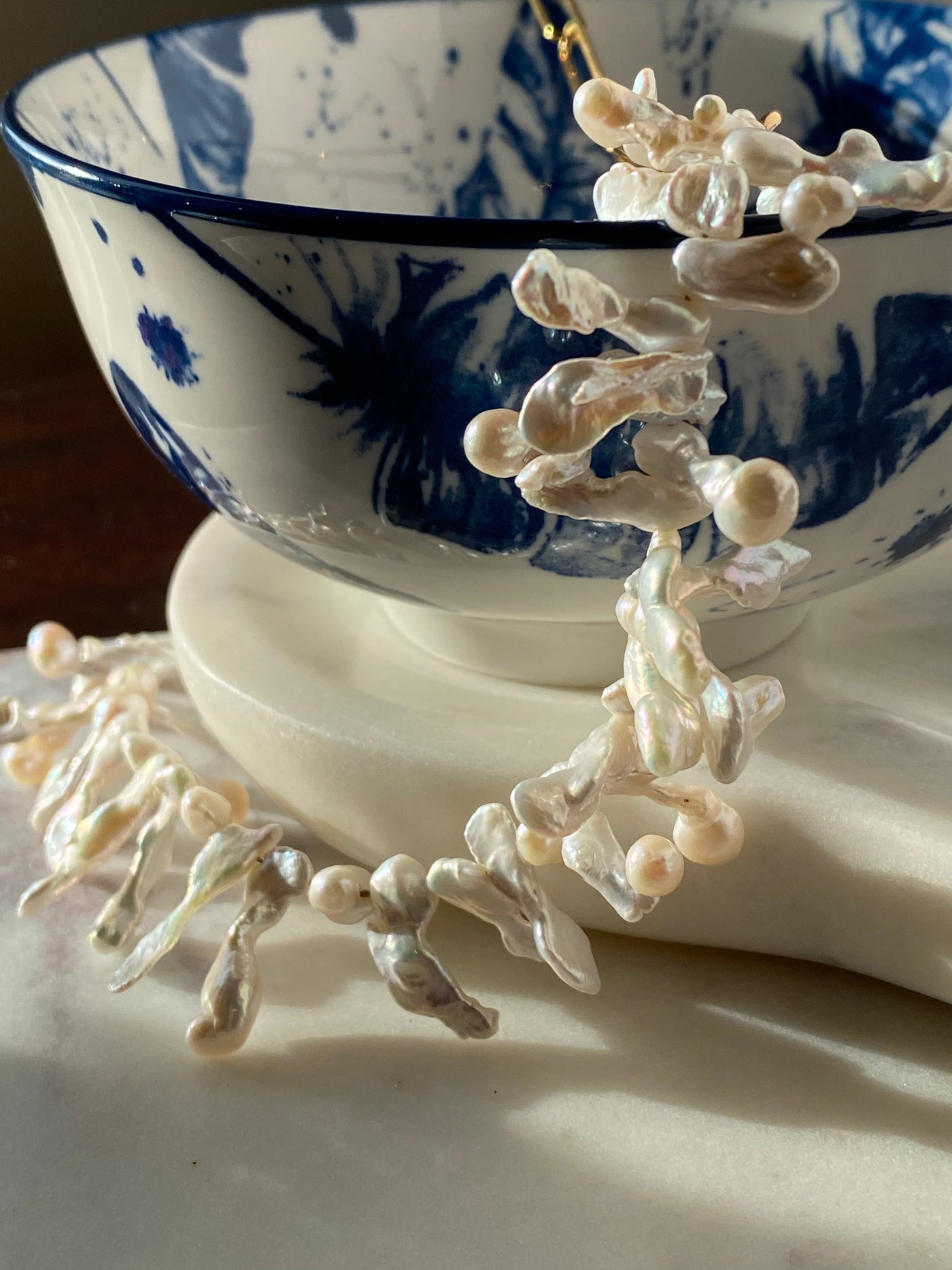 Keishi Pearl Necklace w/ 14KTGF Chain