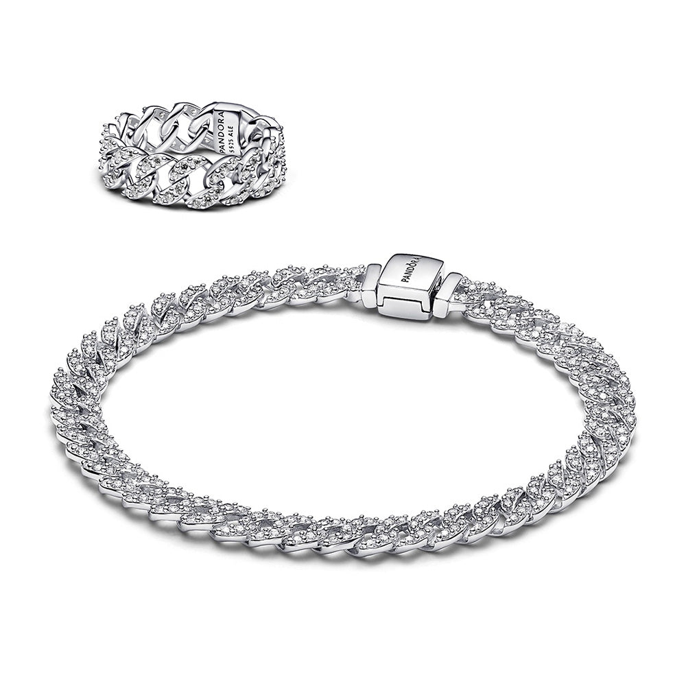 "Timeless Pave Cuban" Jewelry Set