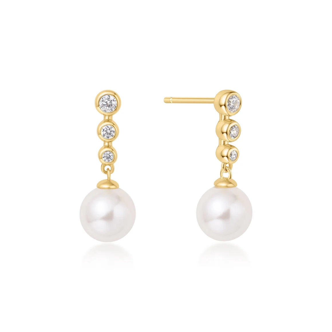 Sunshine Chaser - Tennis Beaded Stone Pearl Drop Stud Earrings
