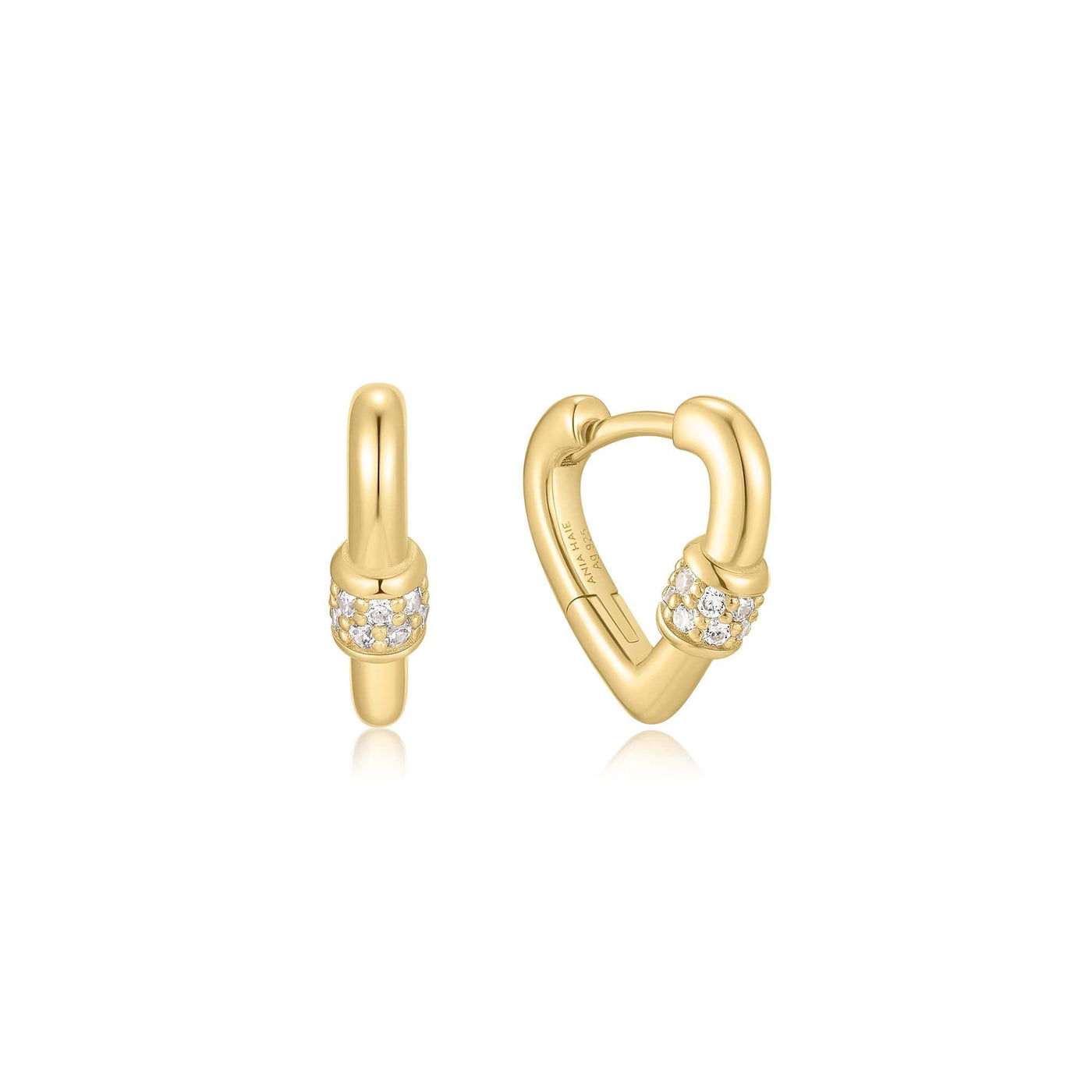 Reimaginer - Mini Heart Clasp Huggie Hoop Earrings