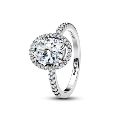 Pandora Oval Sparkling Halo Statement Ring