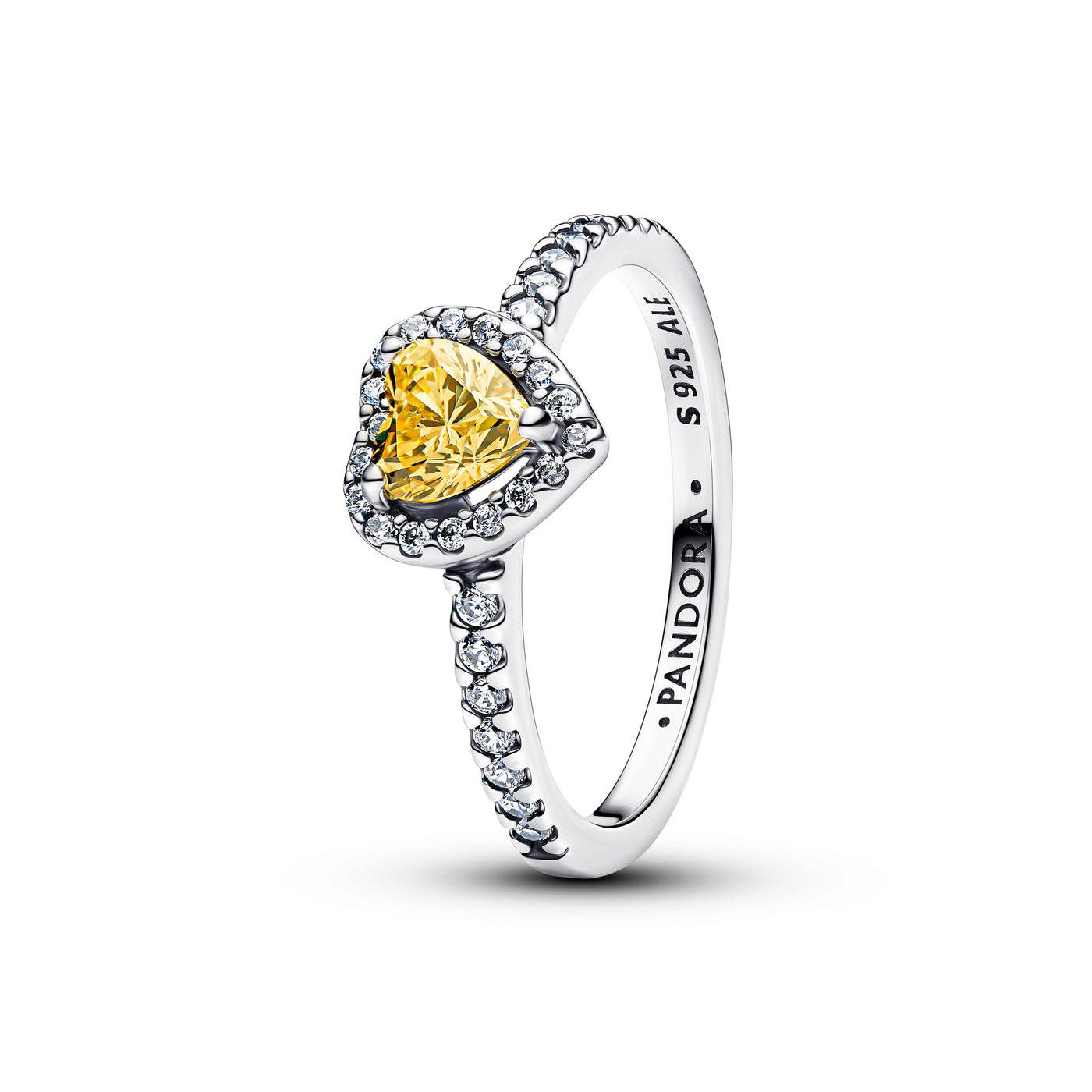 Pandora Sparkling Elevated Yellow Heart Ring