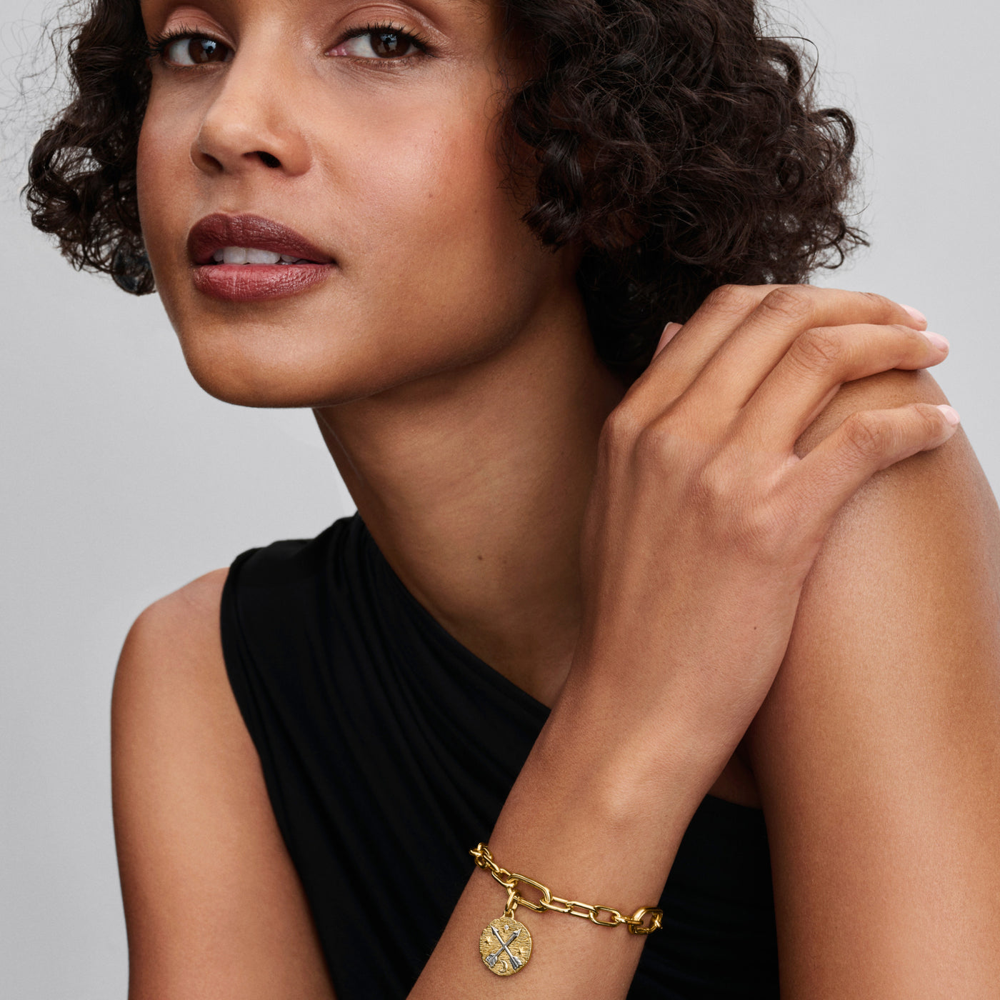 Pandora Crossing Arrows Medallion Charm