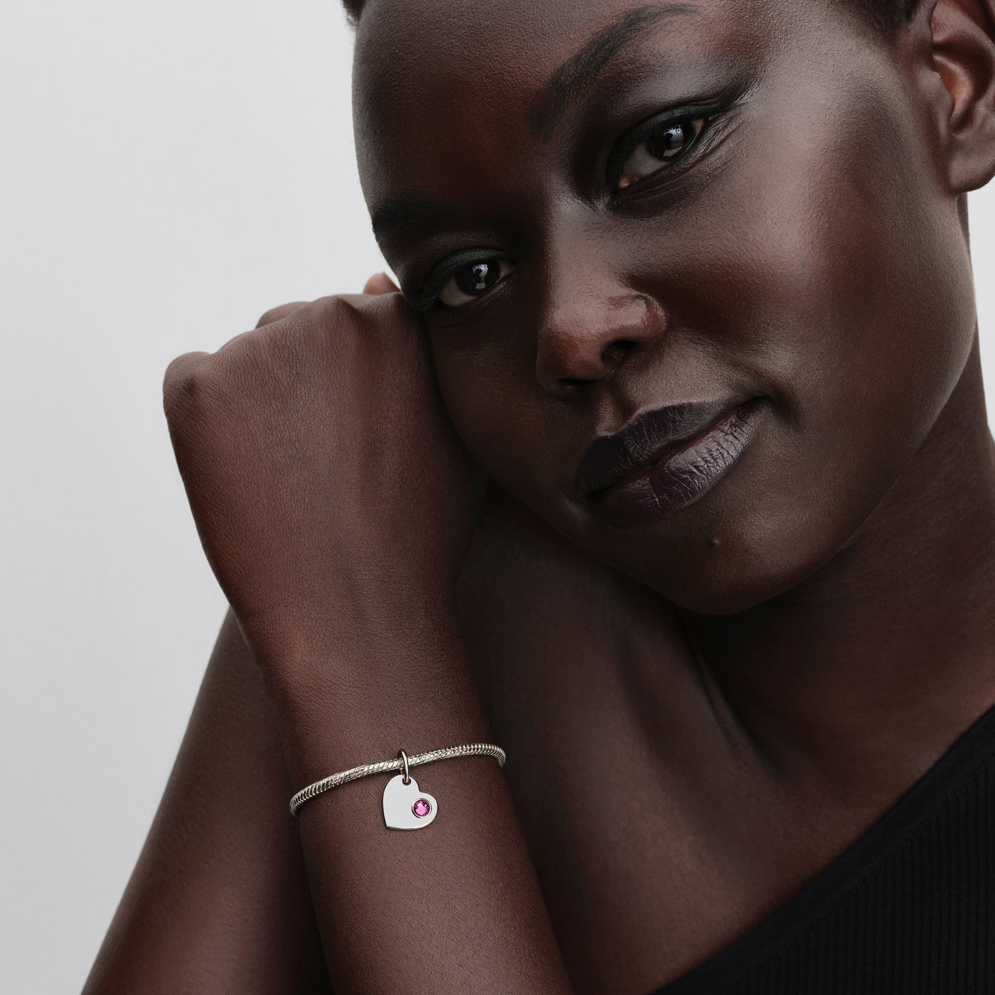 Pandora Engravable Heart Pink Stone Dangle Charm