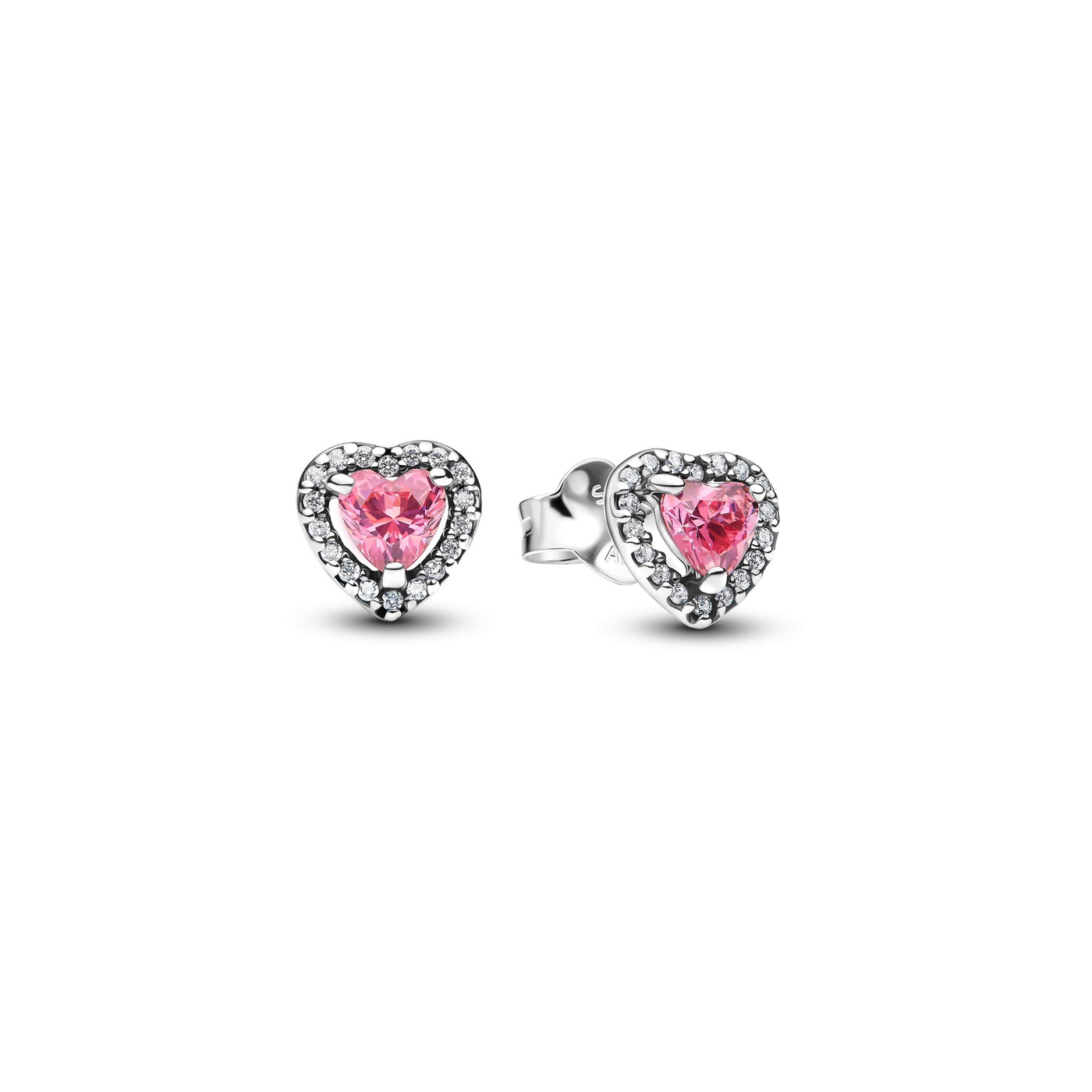 Pandora Elevated Pink Heart Stud Earrings