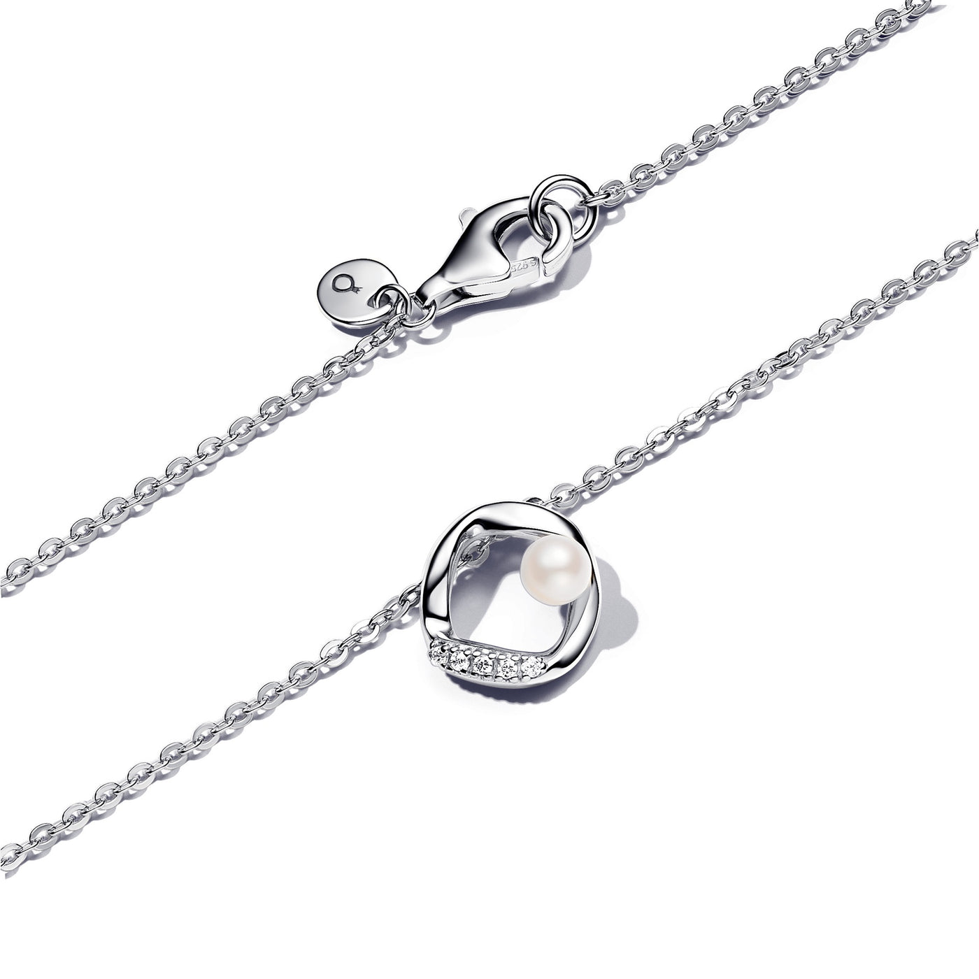 Pandora Organically Shaped Pavé Circle & Treated Freshwater Cultured Pearl Collier Necklace