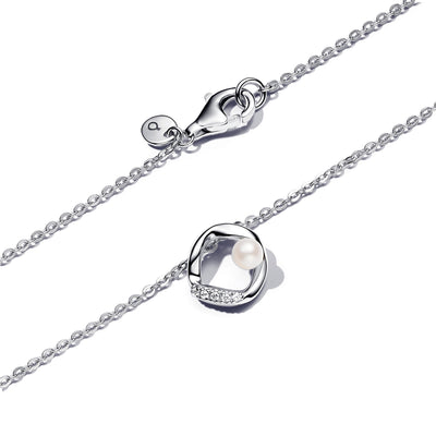 Pandora Organically Shaped Pavé Circle & Treated Freshwater Cultured Pearl Collier Necklace