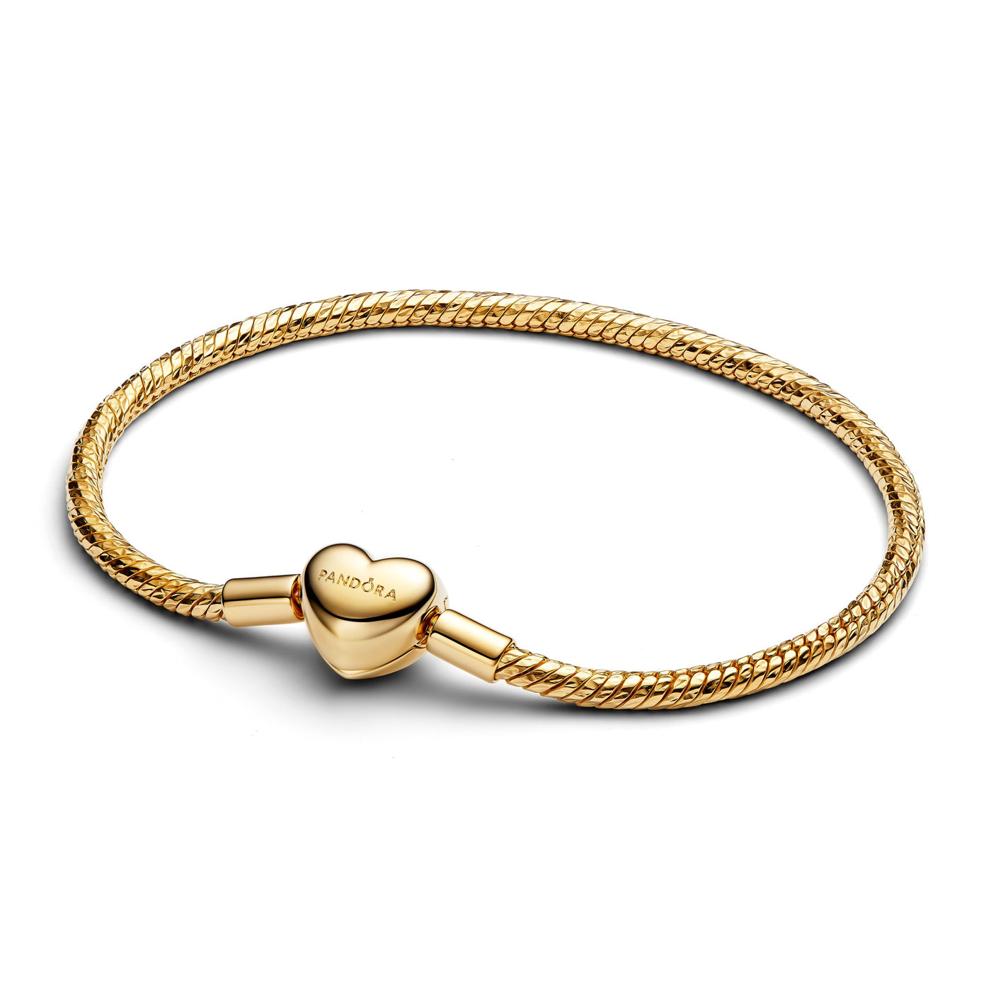Pandora Heart Clasp Faceted Snake Chain Bracelet