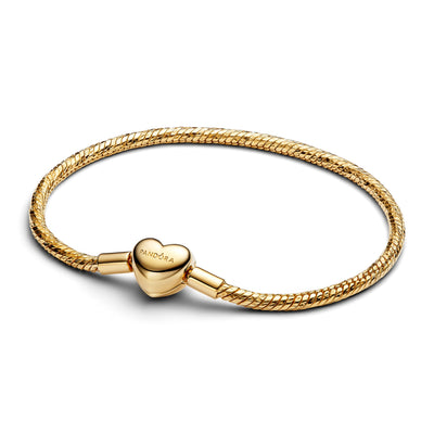 Pandora Heart Clasp Faceted Snake Chain Bracelet