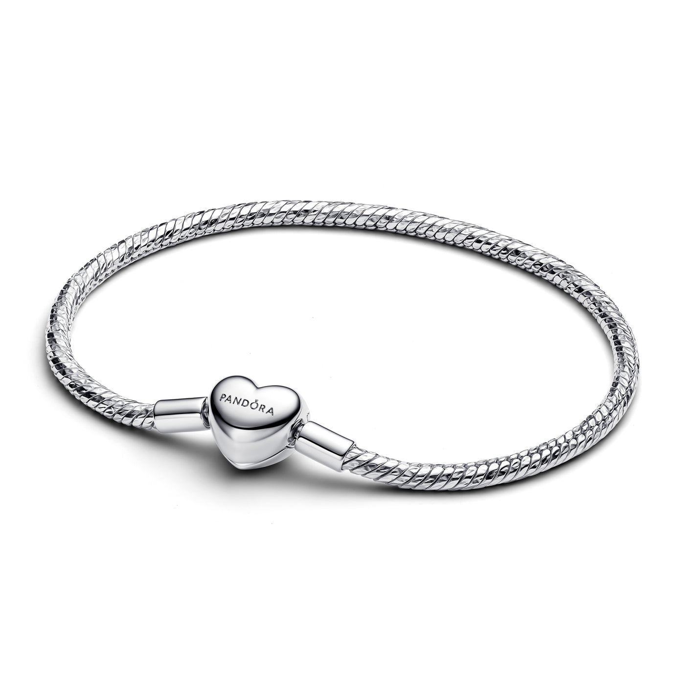 Pandora Heart Clasp Faceted Snake Chain Bracelet