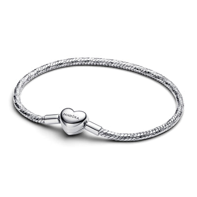 Pandora Heart Clasp Faceted Snake Chain Bracelet
