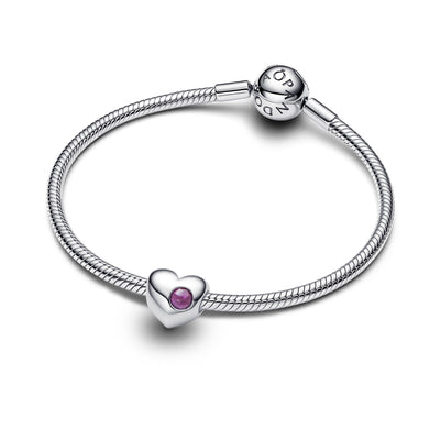 Pandora Engravable Purple Stone Heart Charm