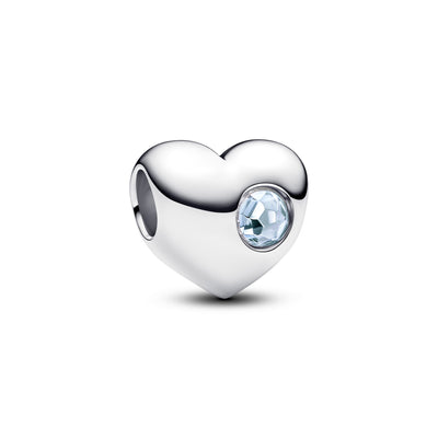 Pandora Engravable Sea Aqua Blue Stone Heart Charm