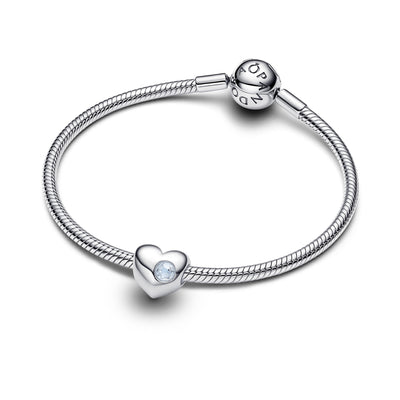 Pandora Engravable Sea Aqua Blue Stone Heart Charm
