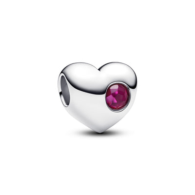 Pandora Engravable True Red Stone Heart Charm