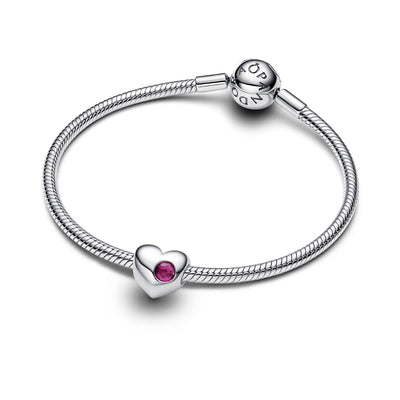 Pandora Engravable True Red Stone Heart Charm