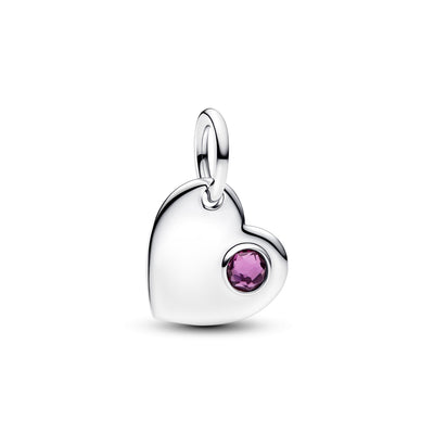 Pandora Engravable Heart Purple Stone Dangle Charm