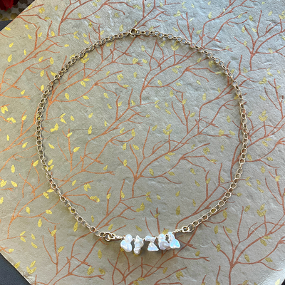 Keishi Pearl Necklace w/ 14KTGF Chain