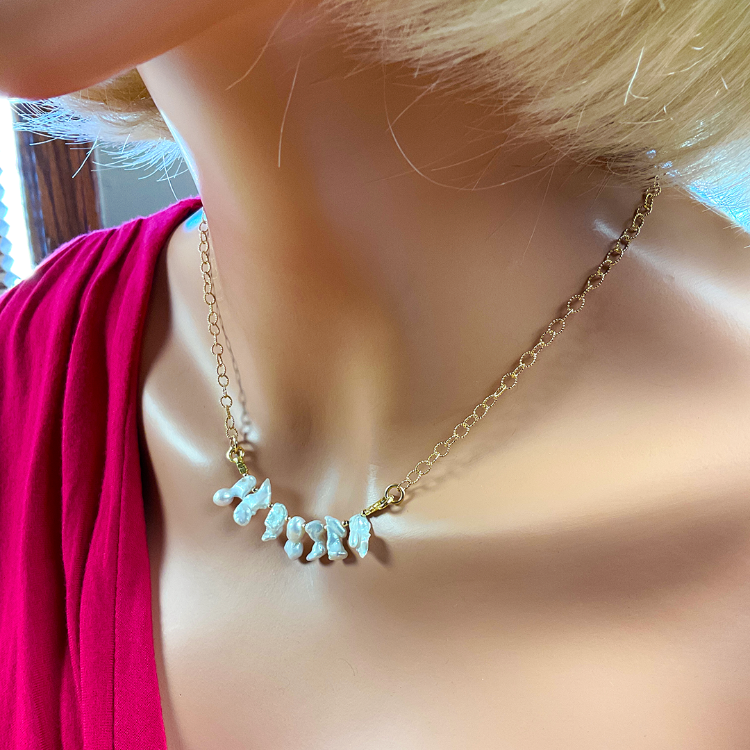 Keishi Pearl Necklace w/ 14KTGF Chain