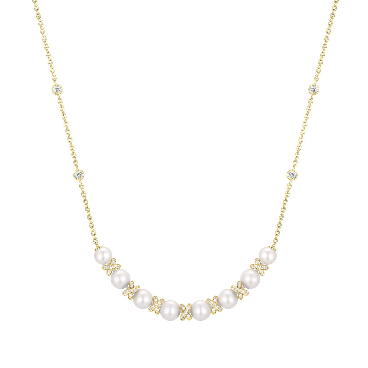 Reimaginer - Gold Sparkling Braided Shell Pearl Necklace