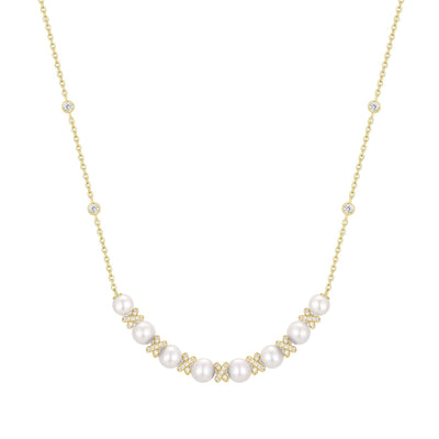 Reimaginer - Gold Sparkling Braided Shell Pearl Necklace
