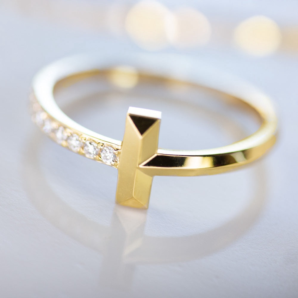 14KY Bar & Diamond Ring