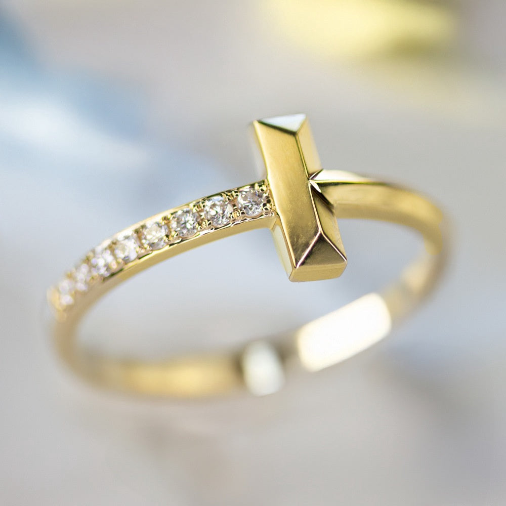 14KY Bar & Diamond Ring