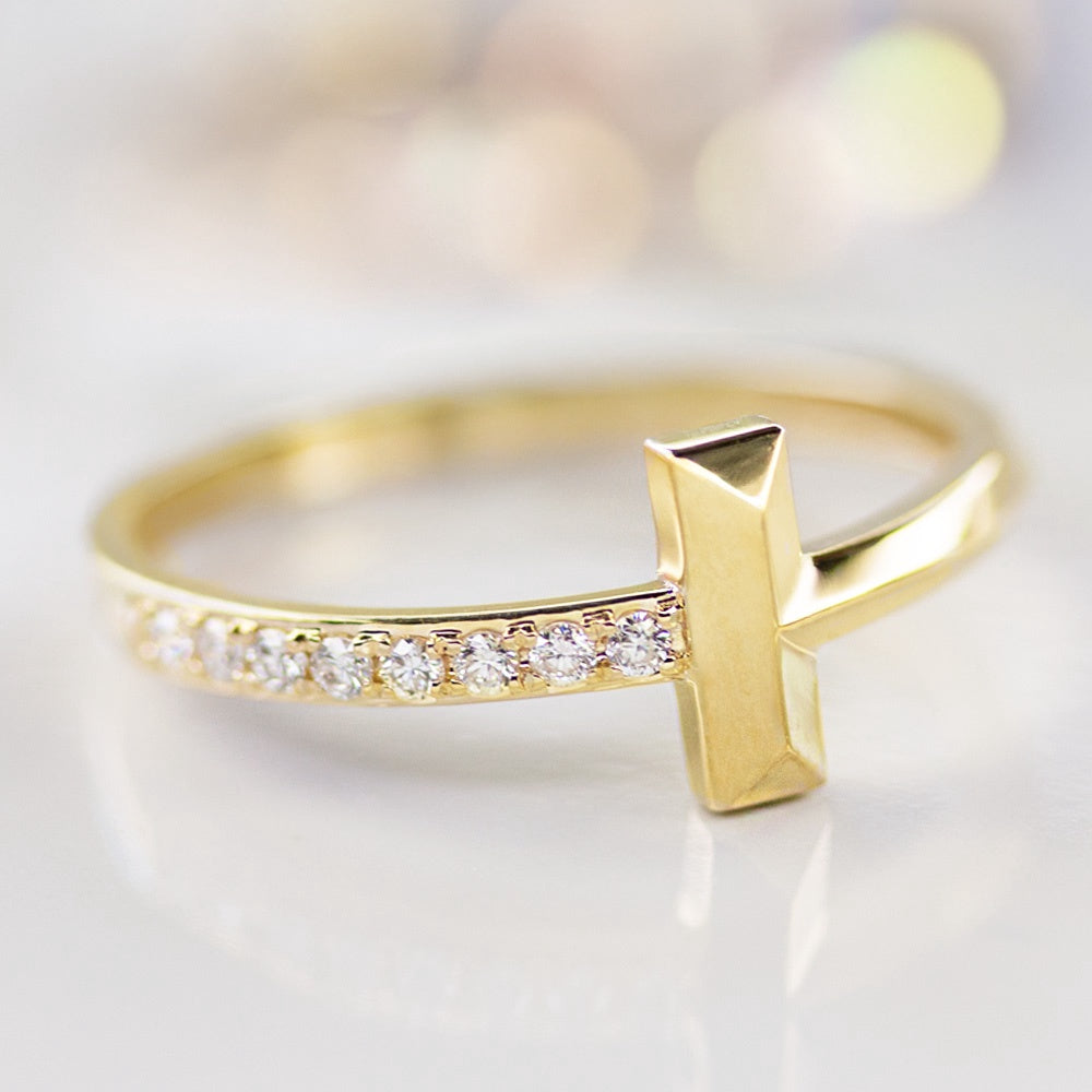 14KY Bar & Diamond Ring