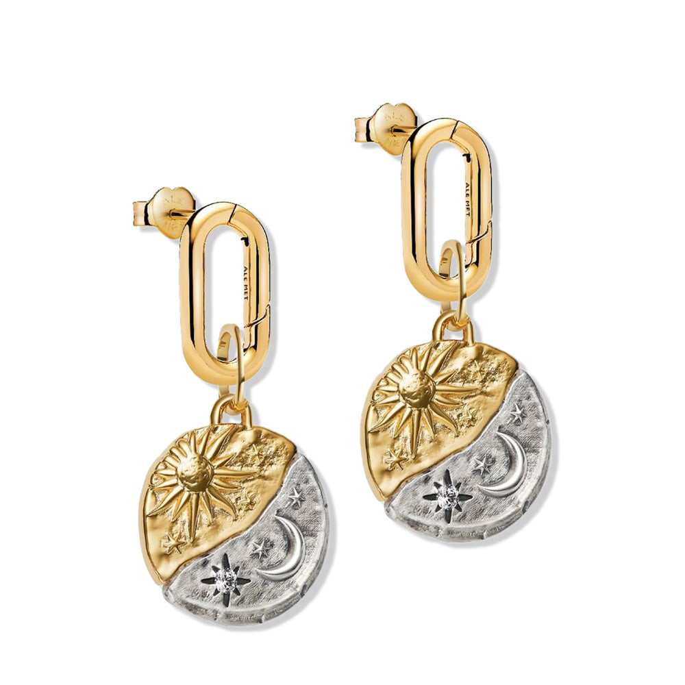 Sun & Moon Medallion Charm Earrings