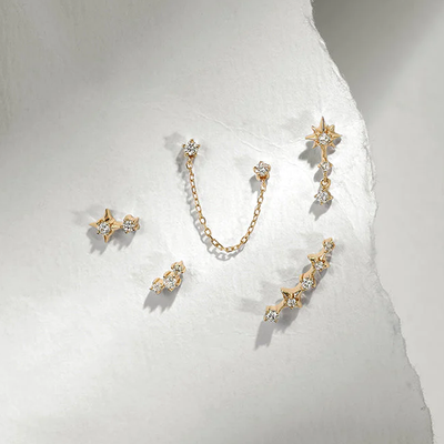 ESTELLE | Double Diamond Chain Drop Earring