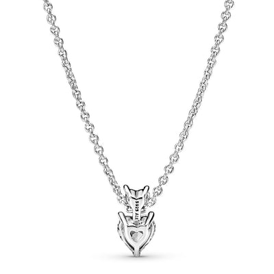Pandora Double Heart Pendant Sparkling Collier Necklace