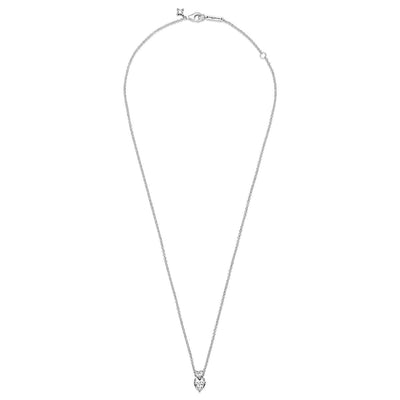 Pandora Double Heart Pendant Sparkling Collier Necklace
