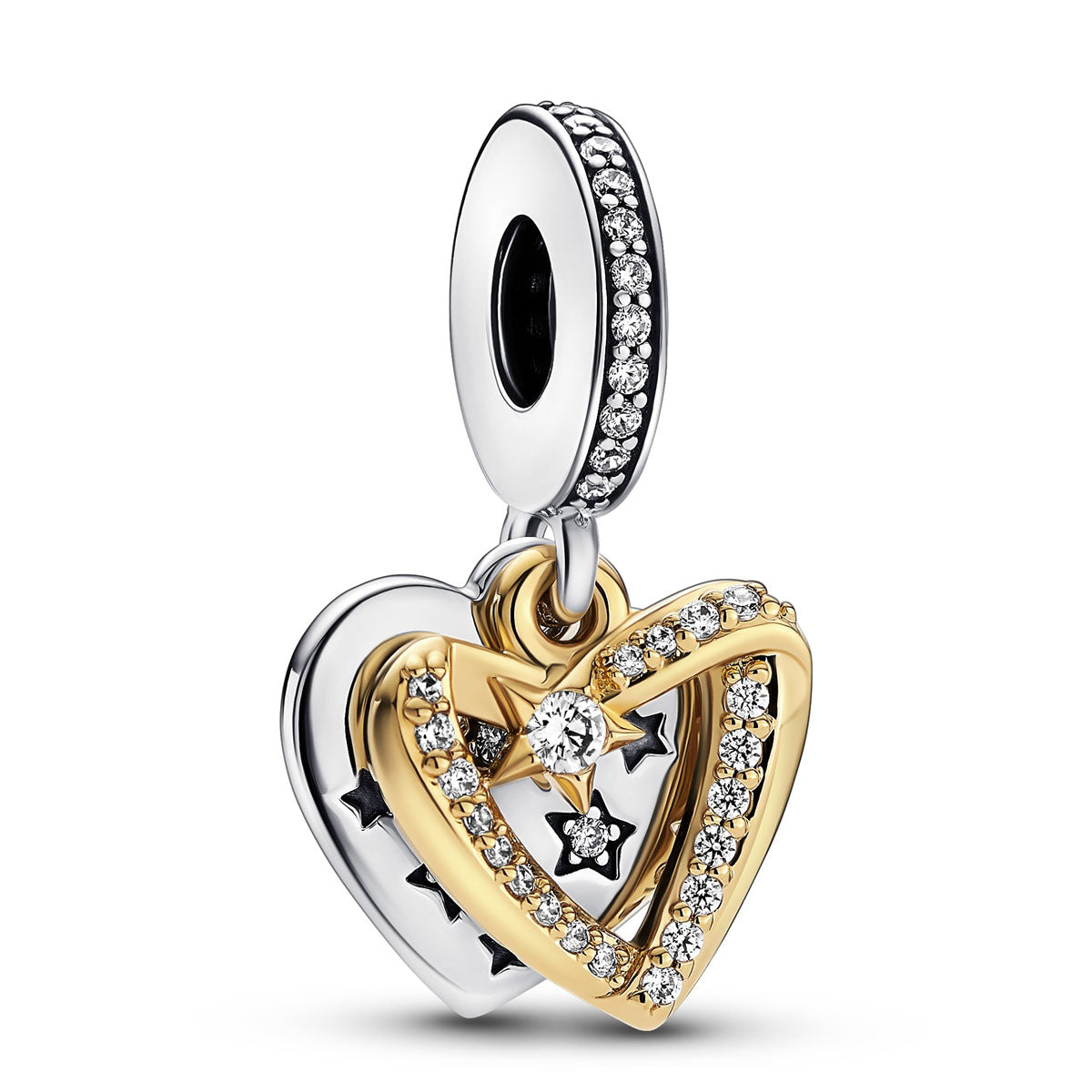 Pandora Shooting Star Hearts Double Dangle Charm
