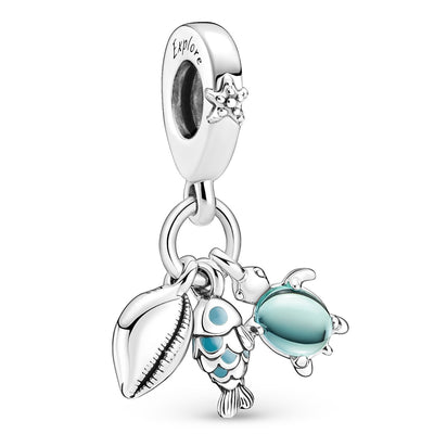 Pandora Fish, Sea Turtle & Conch Triple Dangle Charm