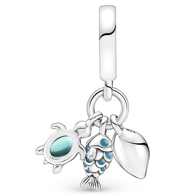 Pandora Fish, Sea Turtle & Conch Triple Dangle Charm