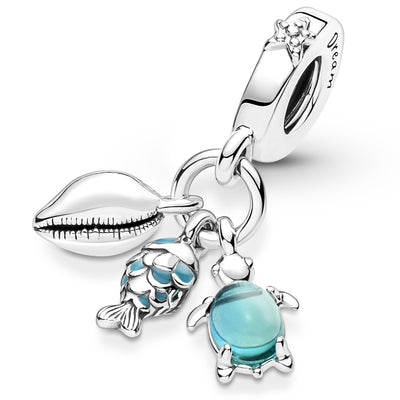 Pandora Fish, Sea Turtle & Conch Triple Dangle Charm