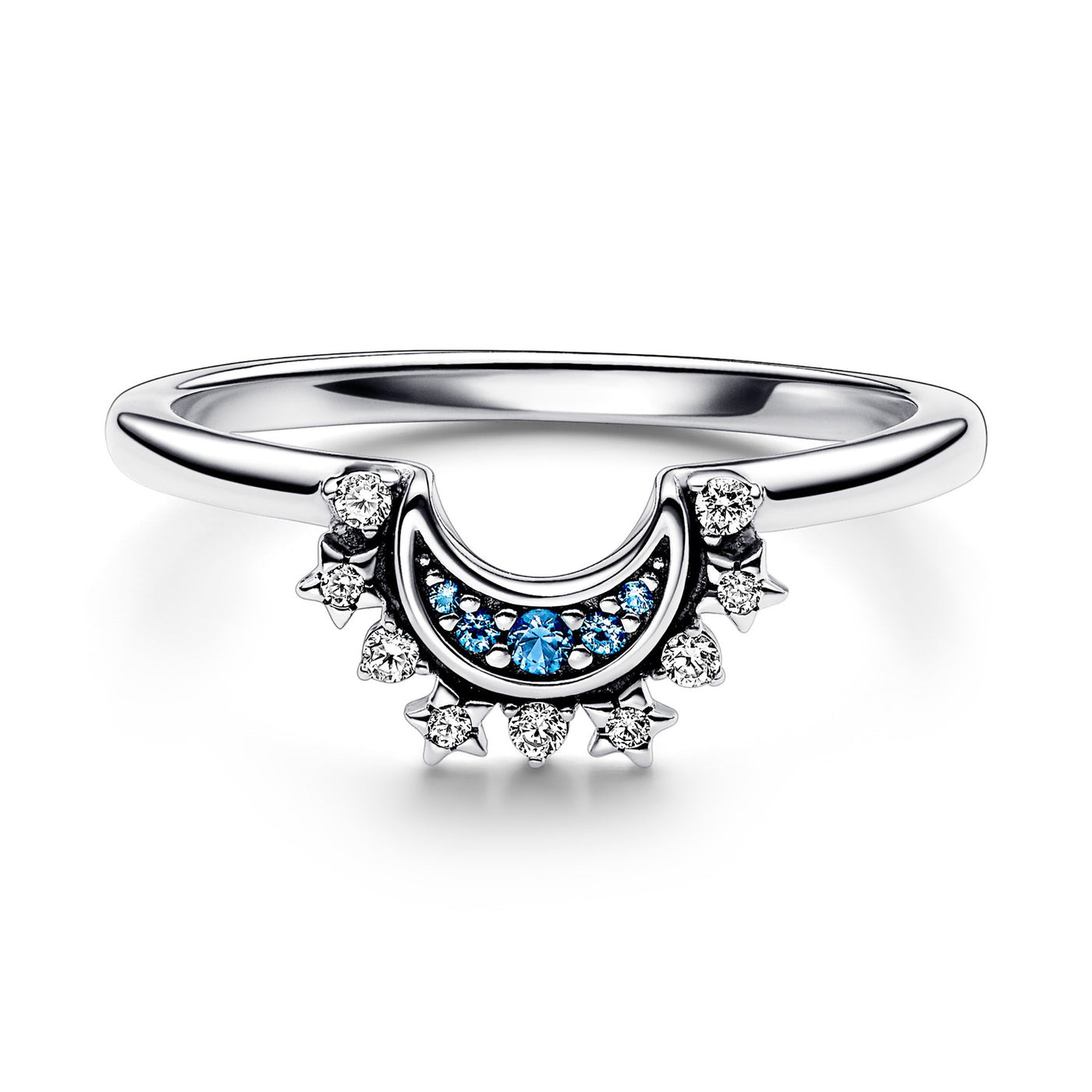 Celestial Blue Sparkling Moon Ring