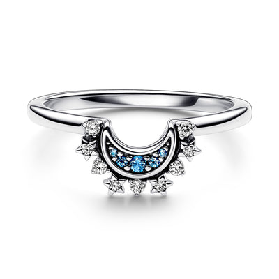 Celestial Blue Sparkling Moon Ring