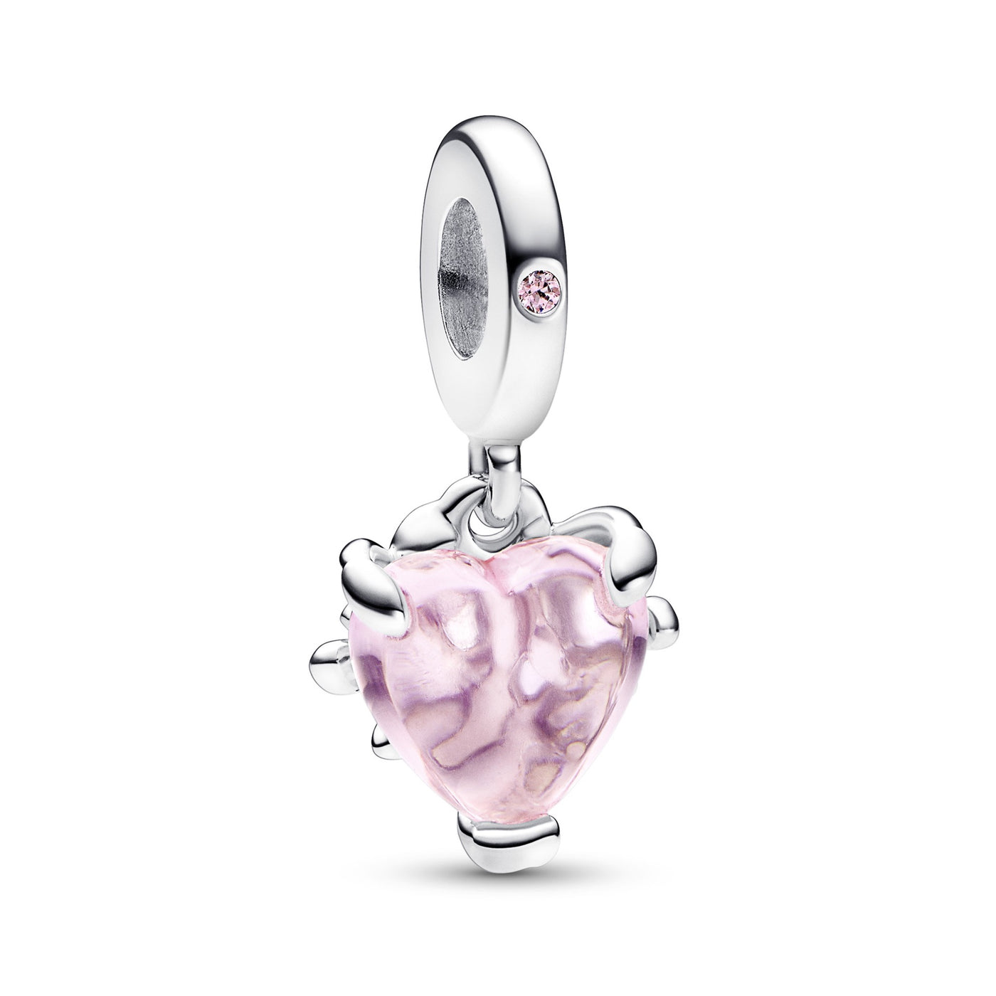 Pink Family Tree & Heart Dangle Charm