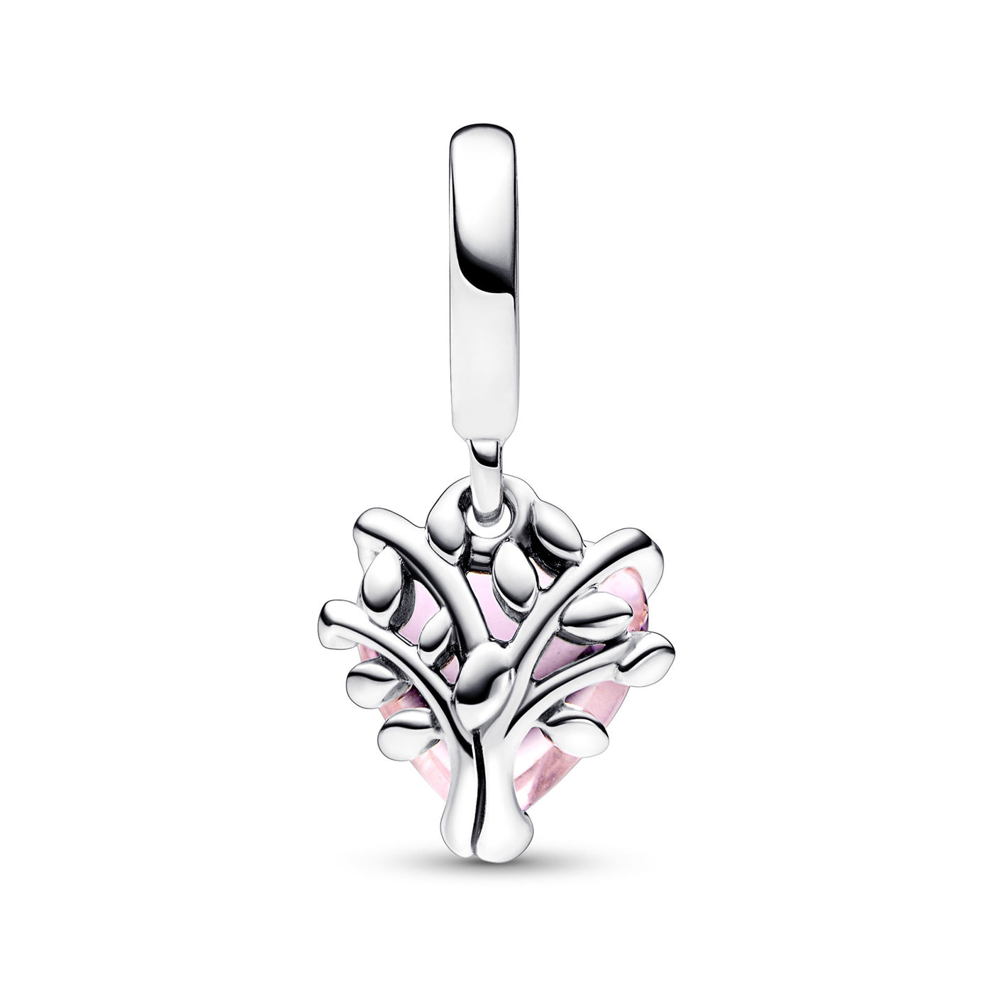 Pink Family Tree & Heart Dangle Charm