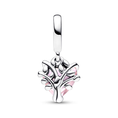 Pink Family Tree & Heart Dangle Charm