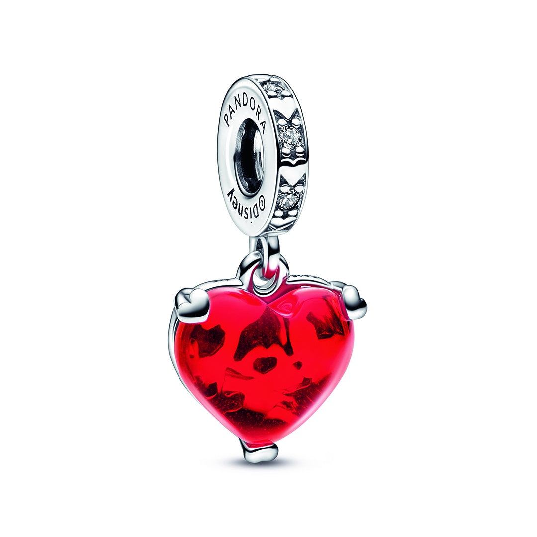 Disney Mickey & Minnie Mouse Kiss Red Murano Glass Dangle Charm