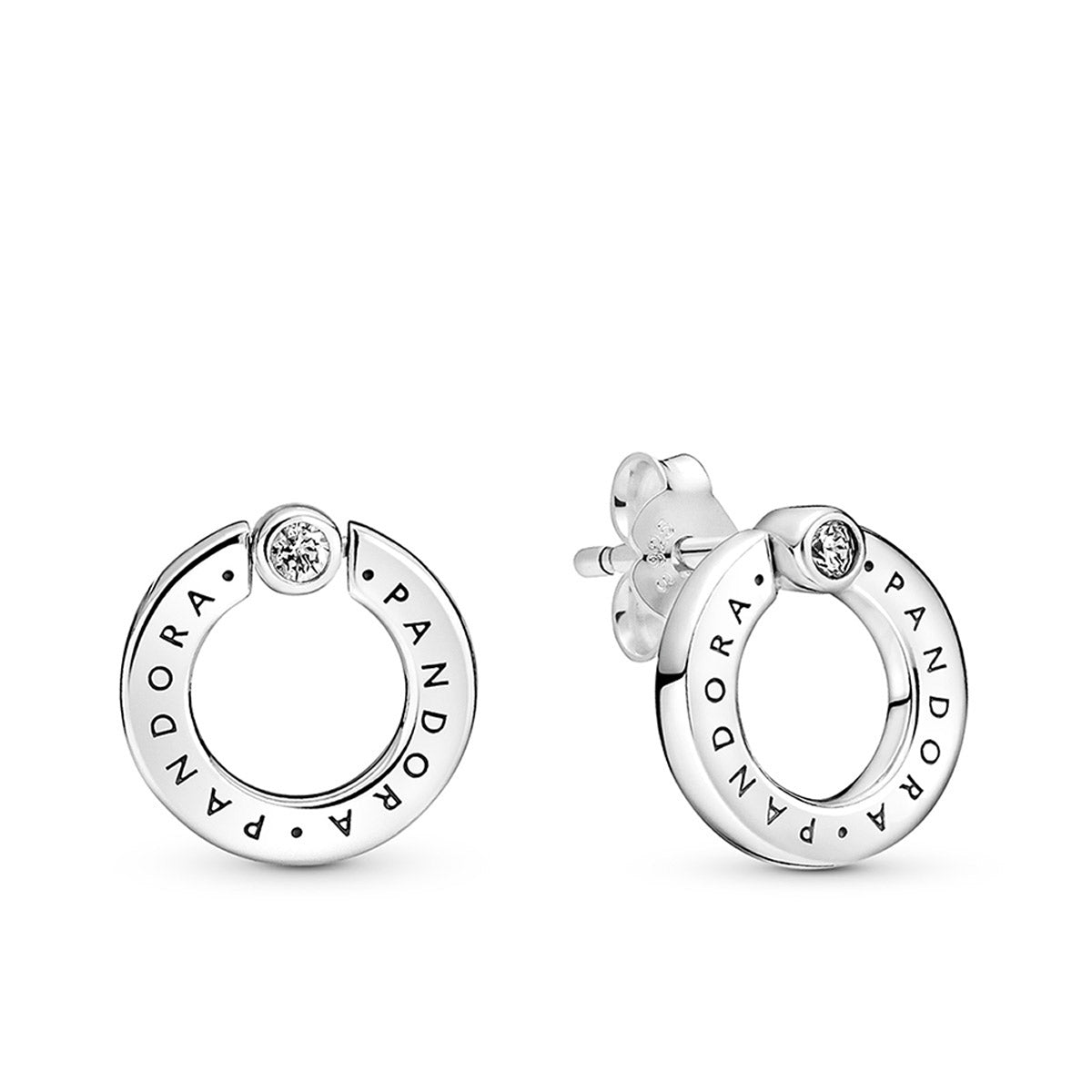 Pandora Pavé & Logo Circle Reversible Stud Earrings